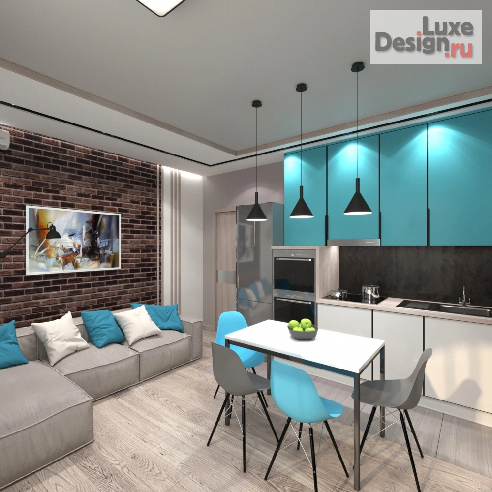 Дизайн интерьера квартиры студии "Летняя квартира" (фото 1)