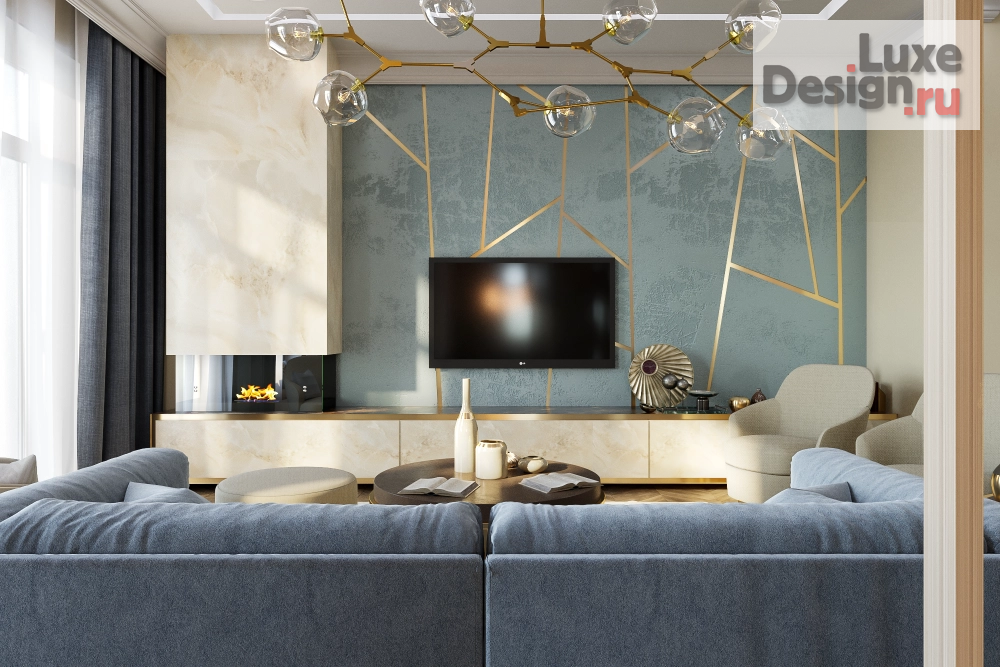 Дизайн интерьера коттеджа "Интерьер первого этажа коттеджа" (фото 1)