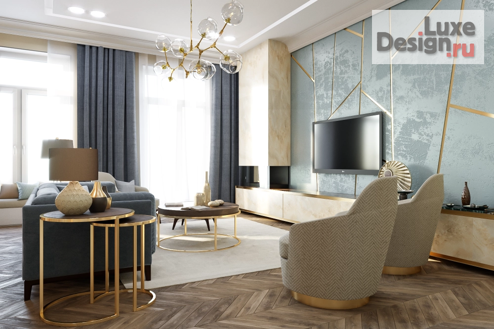 Дизайн интерьера коттеджа "Интерьер первого этажа коттеджа" (фото 3)