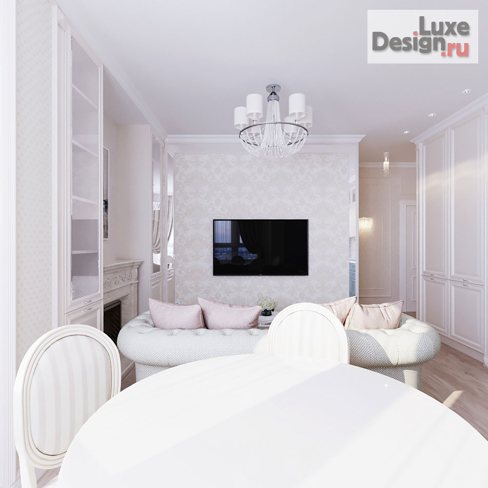 Дизайн интерьера гостиной "Кухня-гостиная. Квартира в классическом стиле" (фото 3)