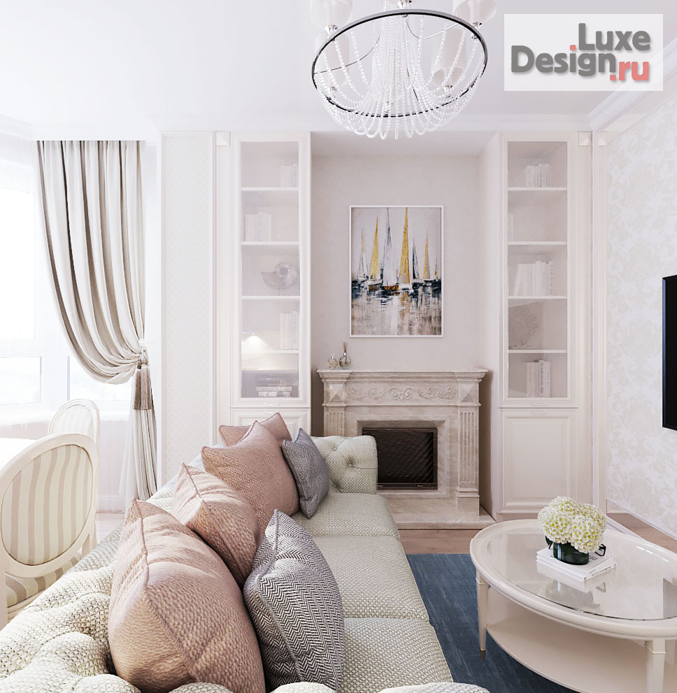 Дизайн интерьера гостиной "Кухня-гостиная. Квартира в классическом стиле" (фото 7)