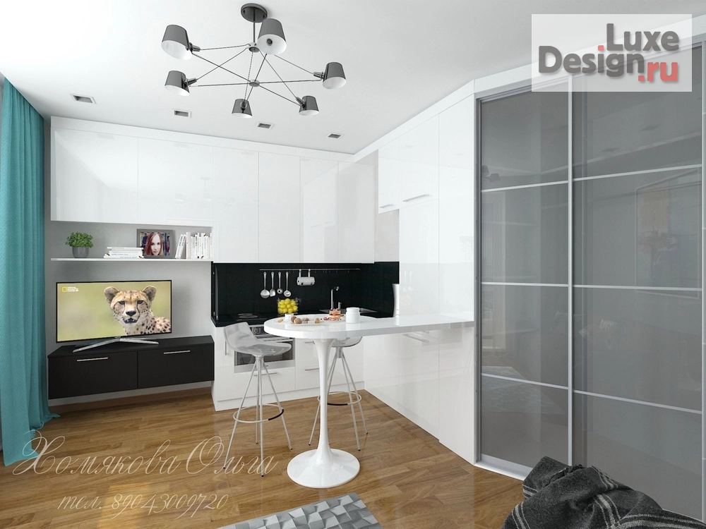 Дизайн интерьера квартиры студии "Студия в Академ Риверсайд, г. Челябинск 2016" (фото 4)