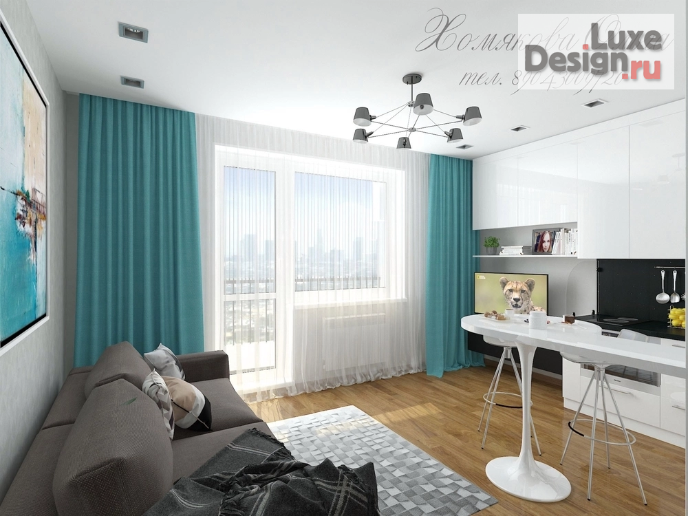 Дизайн интерьера квартиры студии "Студия в Академ Риверсайд, г. Челябинск 2016" (фото 5)