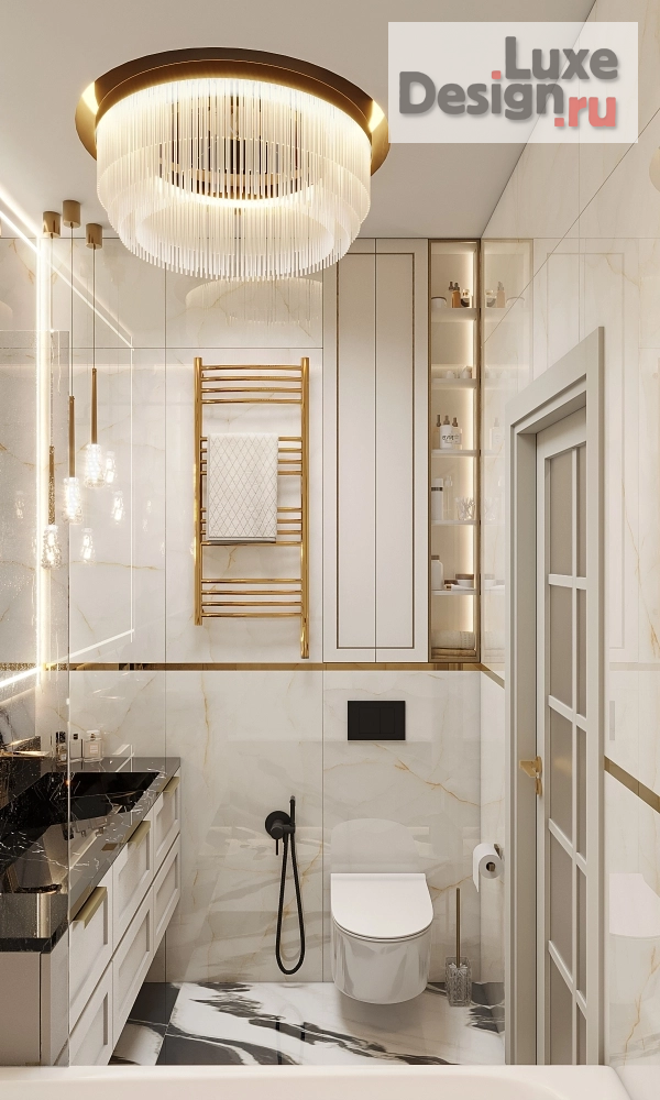 Дизайн интерьера ванной "Мраморный мастер-сан.узел" (фото 2)