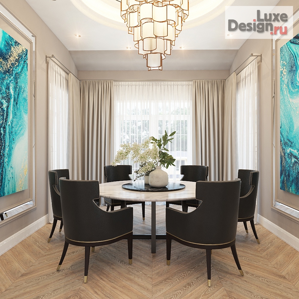 Дизайн интерьера столовой "Столовая с большими панорамными окнами" (фото 3)