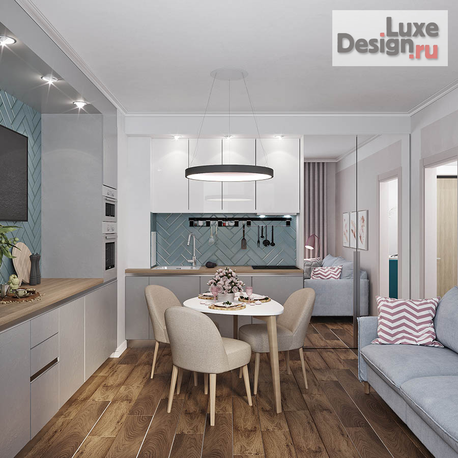 Дизайн интерьера однокомнатной квартиры "Однокомнатная квартира в нежных тонах" (фото 5)