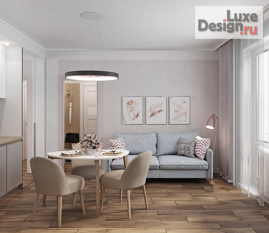 Дизайн интерьера однокомнатной квартиры "Однокомнатная квартира в нежных тонах" (фото 6)