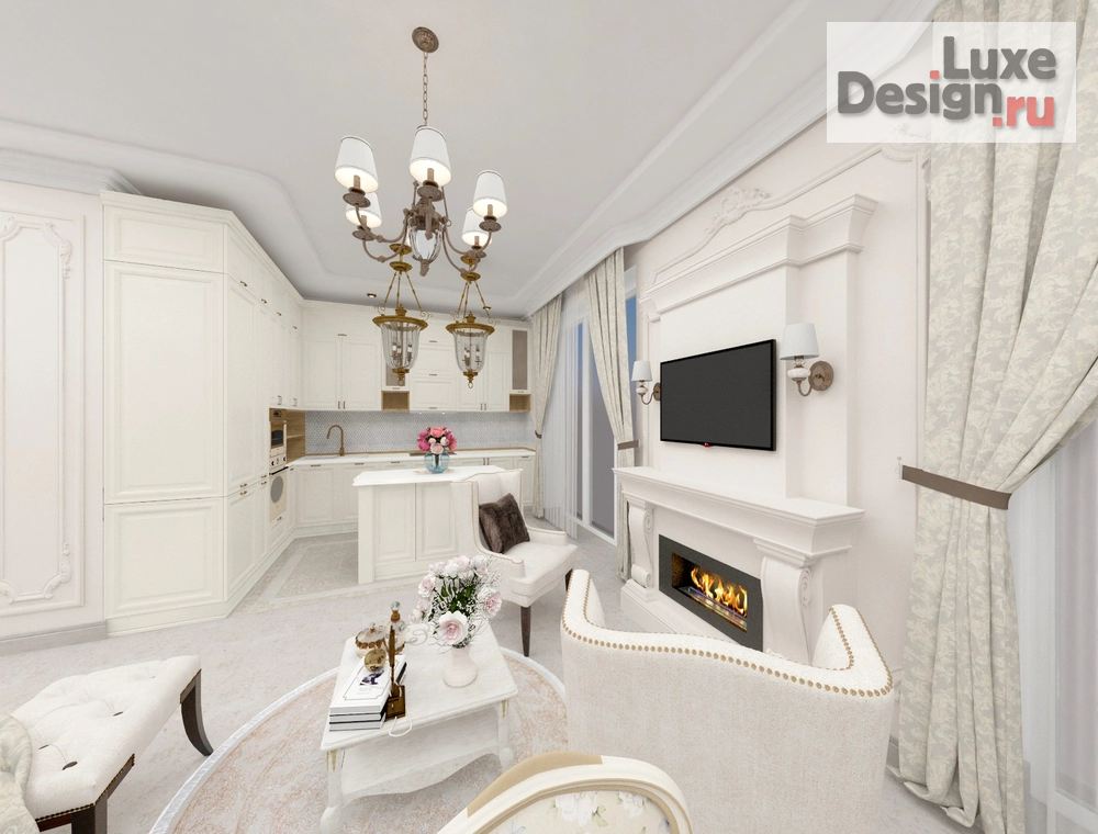 Дизайн интерьера частного дома "Кухня-гостиная" (фото 1)