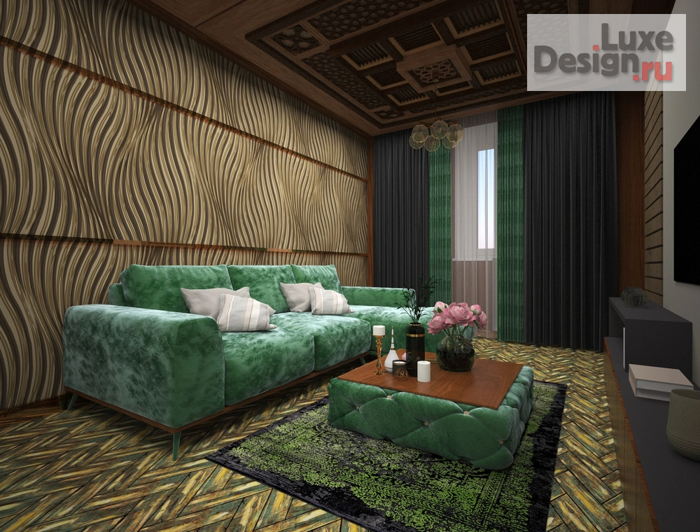 Дизайн интерьера коттеджа "Гостиная" (фото 1)