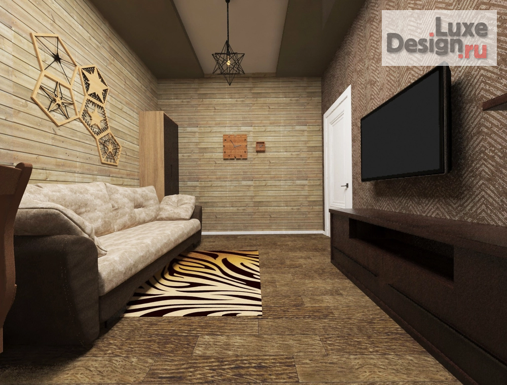 Дизайн интерьера коттеджа "Кабинет-гостиная" (фото 2)