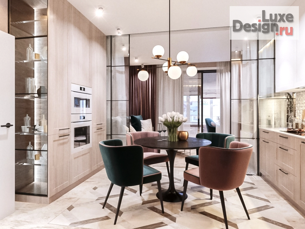 Дизайн интерьера гостиной "кухня-гостиная в светлых тонах" (фото 3)