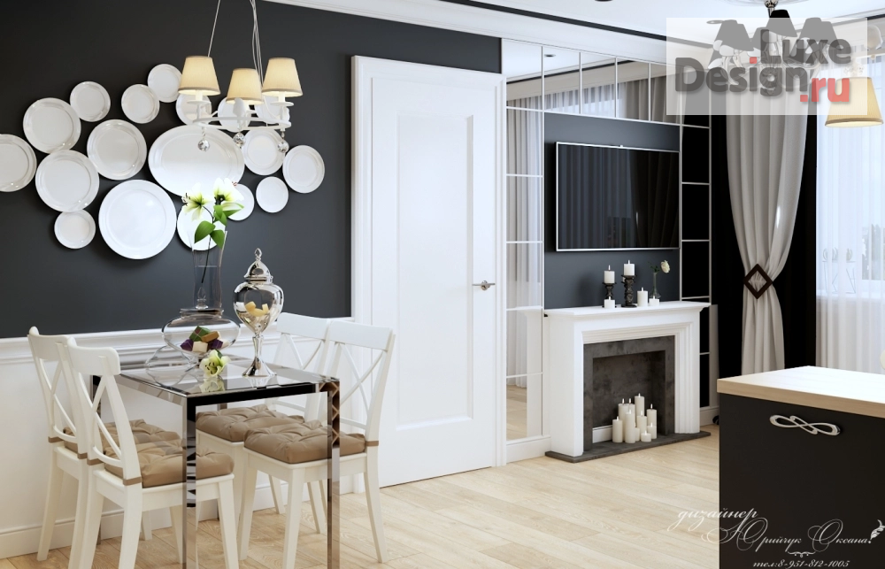 Дизайн интерьера квартиры студии "50 оттенков серого" (фото 4)