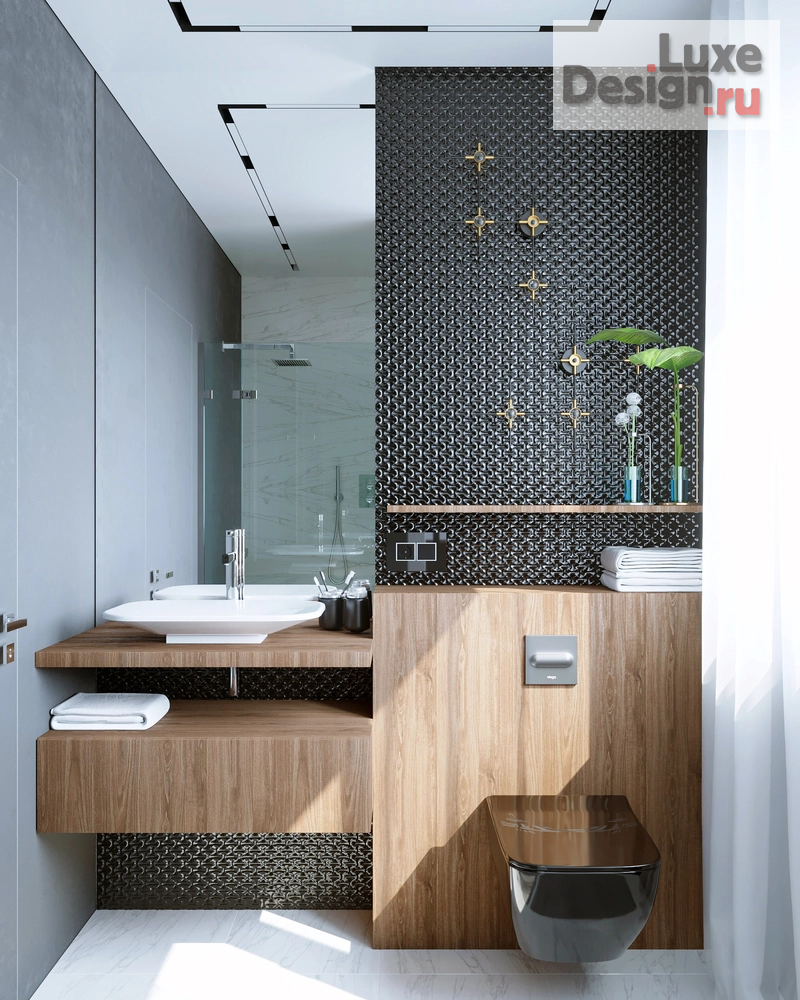 дизайн интерьера санузла "Санузел с окном, в частном доме" (фото 1)