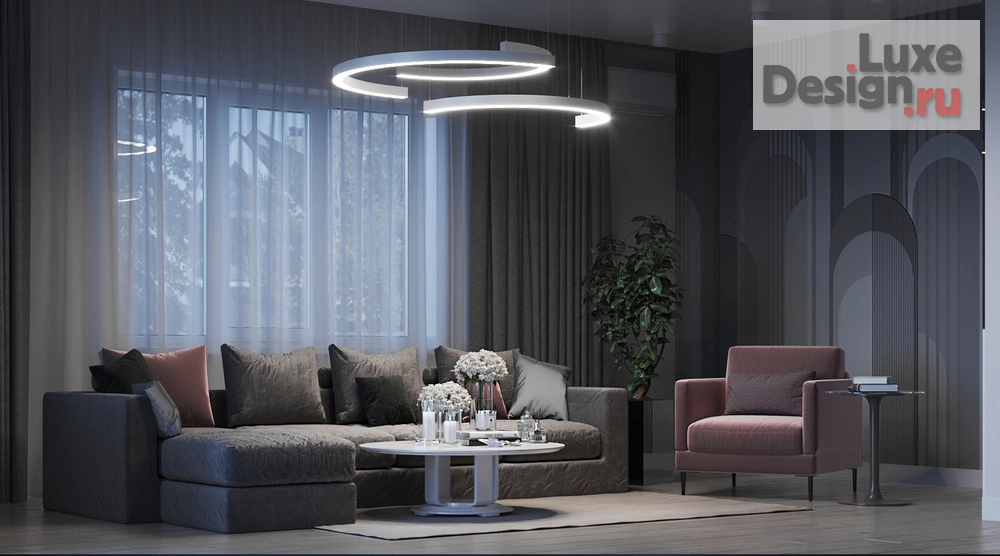 Дизайн интерьера частного дома "Гостиная в современном стиле. Дизайн проект таунхауса в Благодатово " (фото 2)