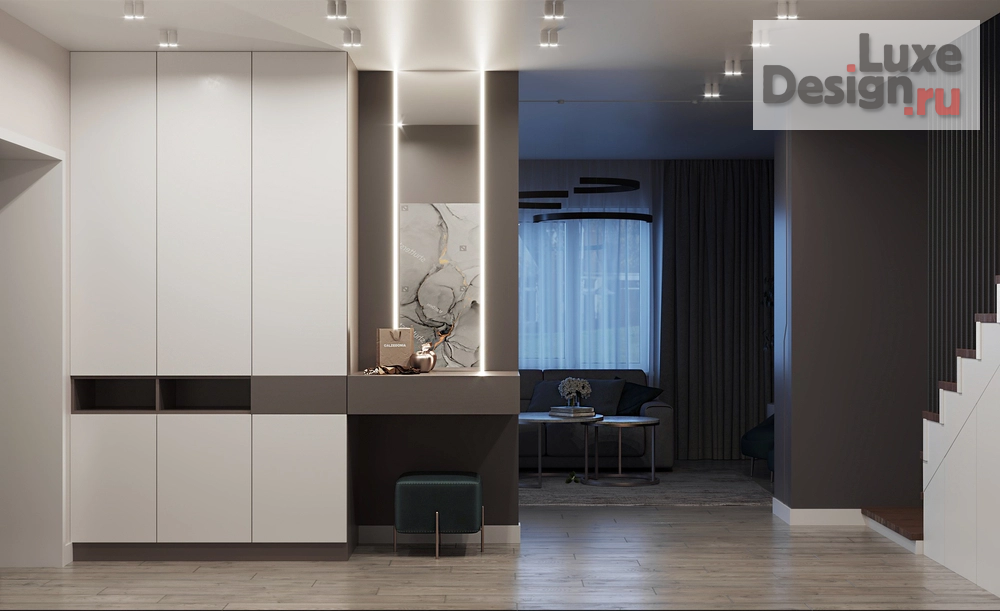 Дизайн интерьера таунхауса "Холл в современном стиле. Проект дома в "Благодатово"" (фото 2)