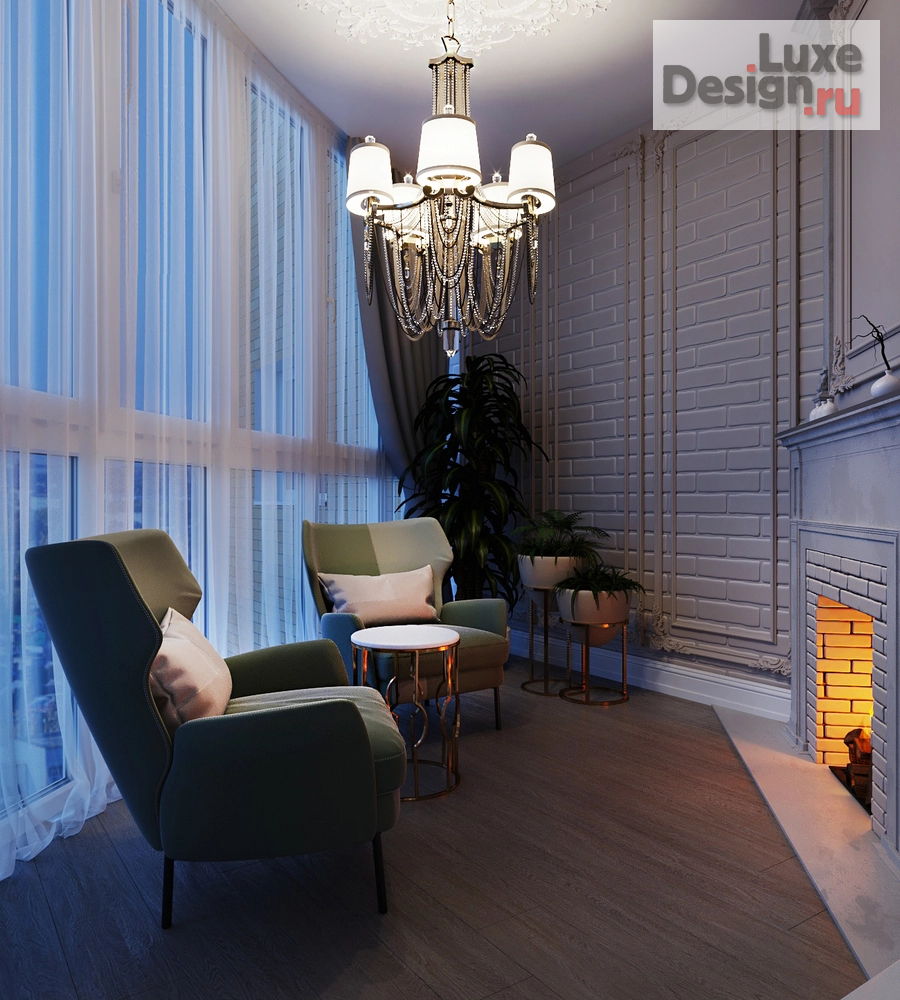 Дизайн интерьера квартиры "Балкон с камином" (фото 1)