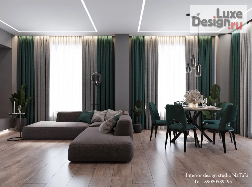 Дизайн интерьера трехкомнатной квартиры "Дизайн квартиры в ЖК Ньютон" (фото 2)