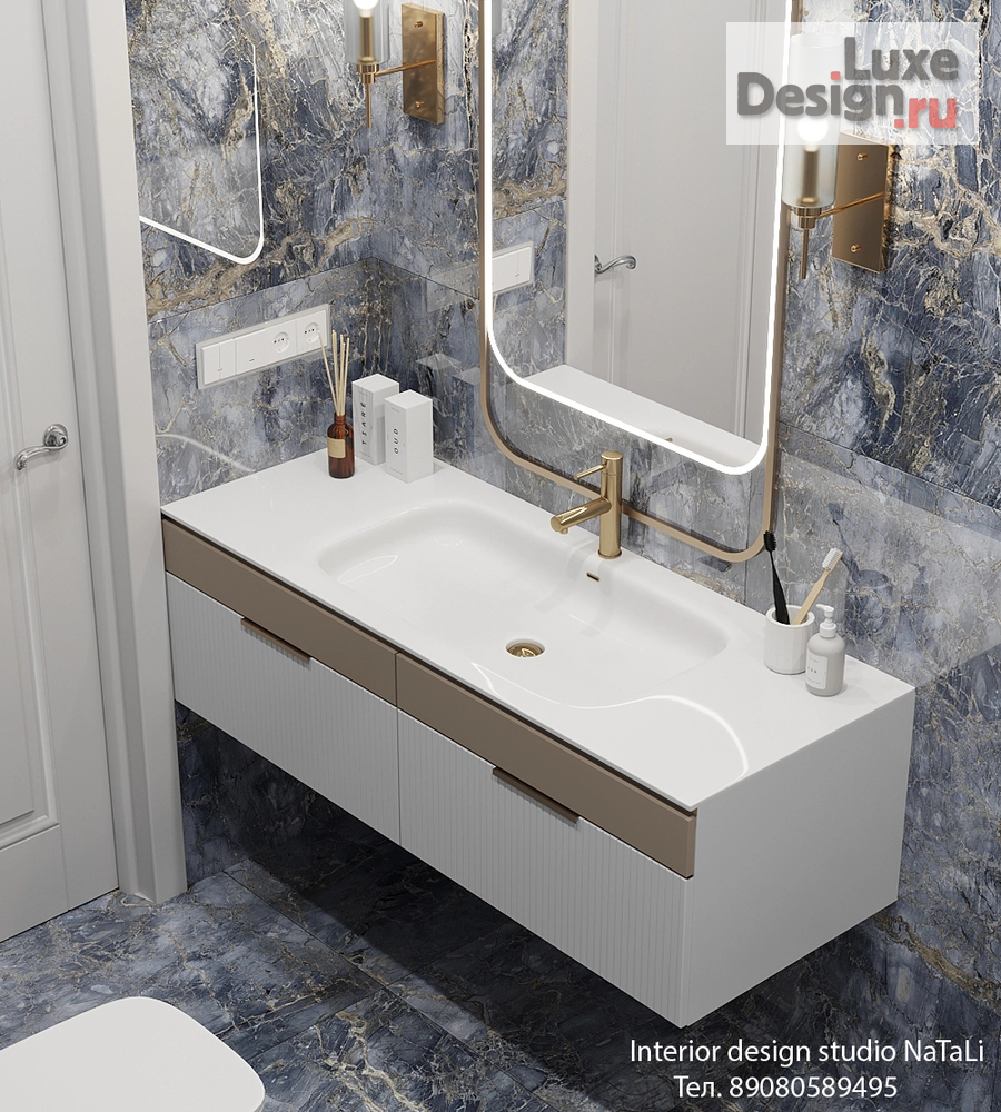 Дизайн интерьера квартиры студии "Ванная комната "Голубая лагуна"" (фото 2)