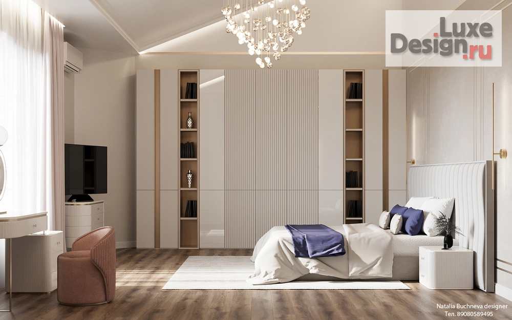 Дизайн интерьера загородного дома "Дизайн-проект дома в поселке "Лесной остров". Спальная комната" (фото 2)