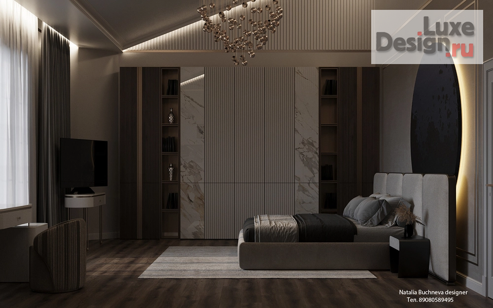 Дизайн интерьера спальни "Спальная комната, из дизайн проекта дома в Лесном острове" (фото 4)