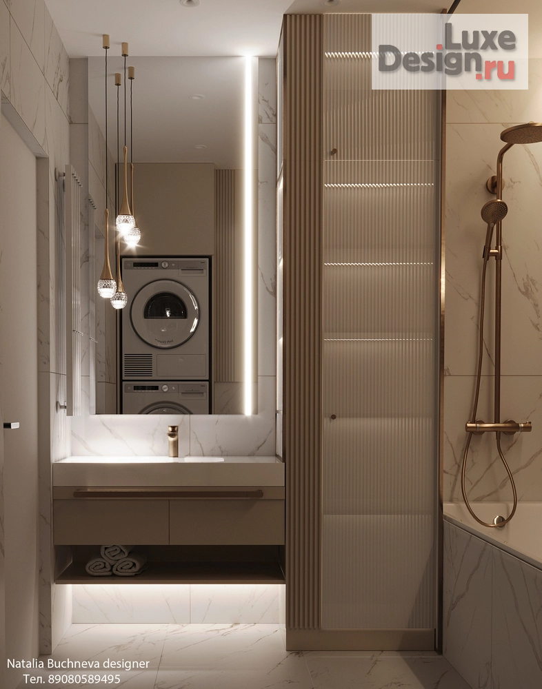 Дизайн интерьера ванной "Ванная комната - Дизайн проект квартиры в L-Town" (фото 4)