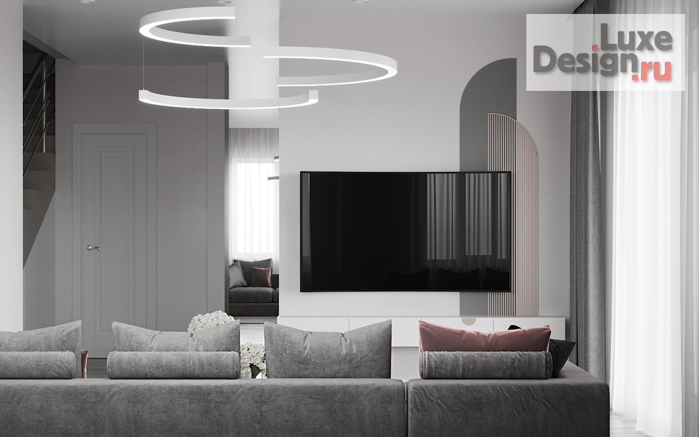 Дизайн интерьера частного дома "Гостиная в современном стиле. Дизайн проект таунхауса в Благодатово " (фото 5)