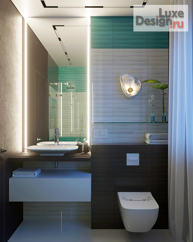 Дизайн интерьера частного дома "Санузел с душем "Голобая лагуна"" (фото 1)