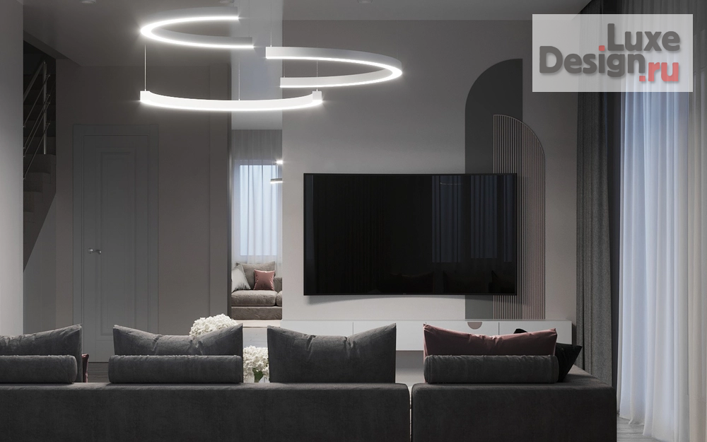 Дизайн интерьера частного дома "Гостиная в современном стиле. Дизайн проект таунхауса в Благодатово " (фото 6)