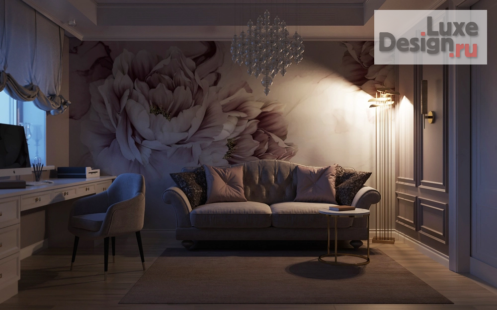 Дизайн интерьера четырехкомнатной квартиры "Дизайн интерьера комнаты для гостей. Женский стиль в интерьере " (фото 2)