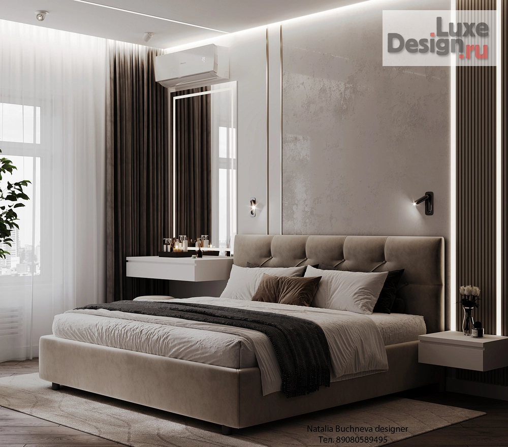 Дизайн интерьера спальни "Жк Видный. Спальная комната" (фото 3) от дизайнера Бучнева Наталья Михайловна Дизайн интерьера спальни "Жк Видный. Спальная комната" (фото 3)
