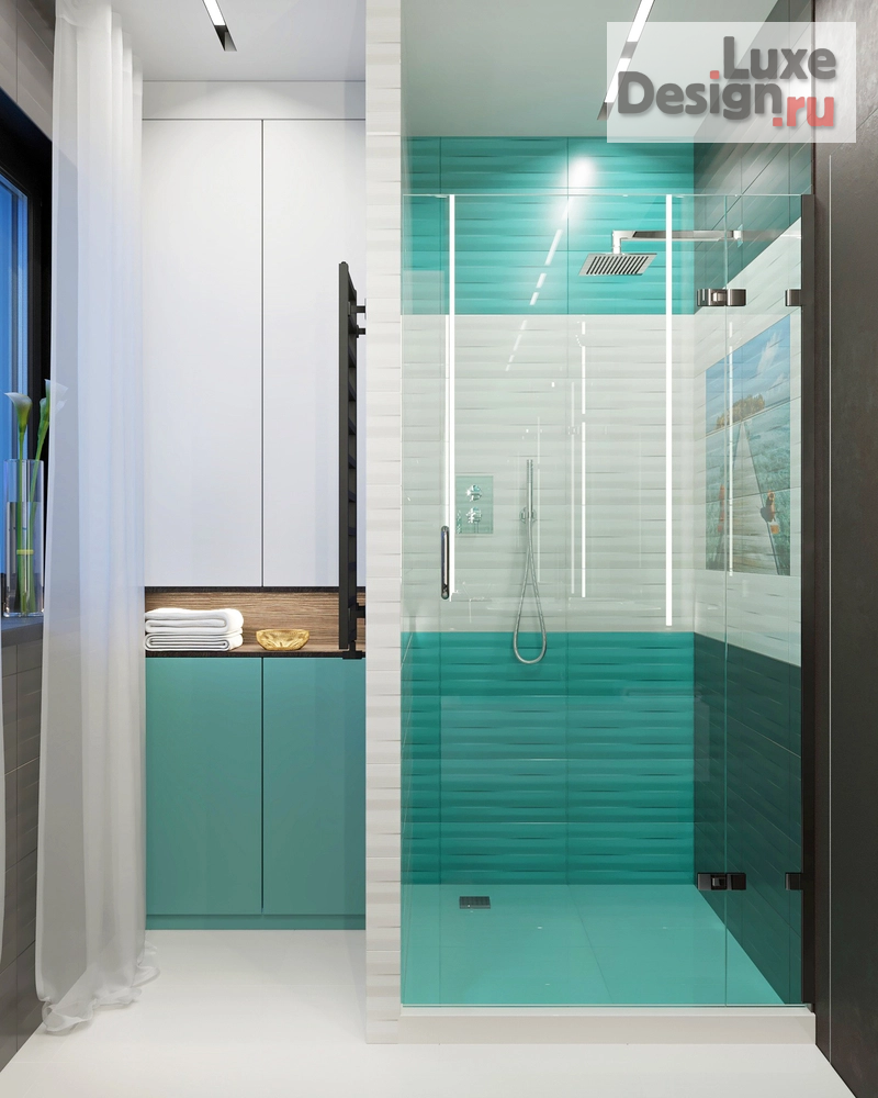 Дизайн интерьера частного дома "Санузел с душем "Голобая лагуна"" (фото 4)