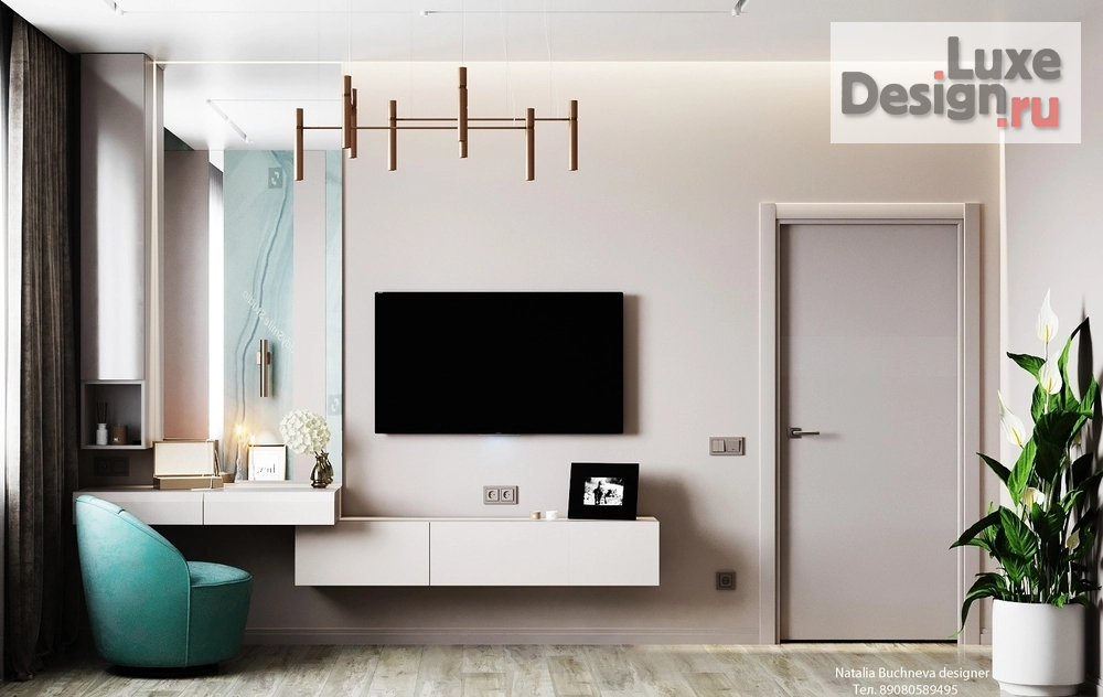 Дизайн интерьера спальни "Спальная комната в бирюзовых оттенках" (фото 3)