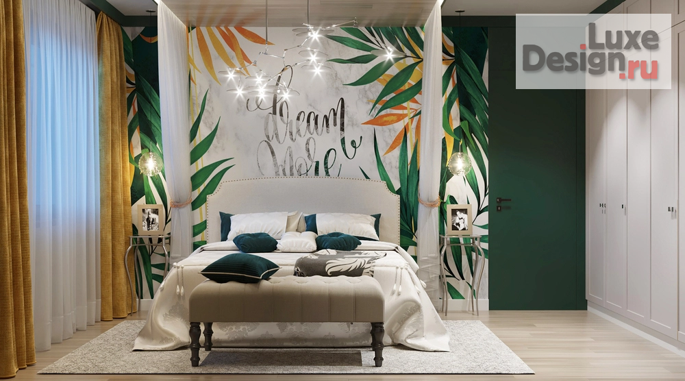 Дизайн интерьера спальни "Дизайн проект спальной комнаты "Дикие тропики"" (фото 2)