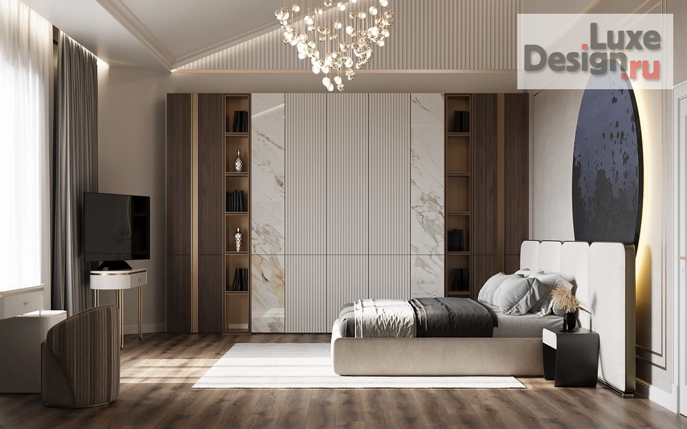 Дизайн интерьера частного дома "Спальная комната. Дизайн проект дома в поселке "Лесной остров"" (фото 6)