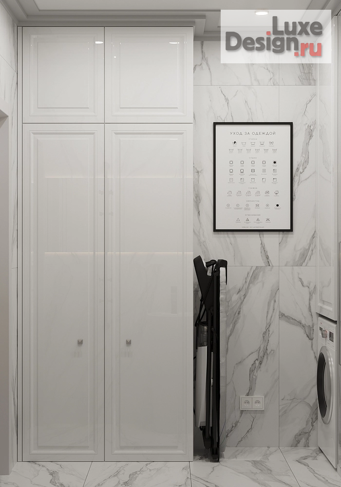 дизайн интерьера санузла "Санузел с душем. Керамогранит под мрамор" (фото 3)