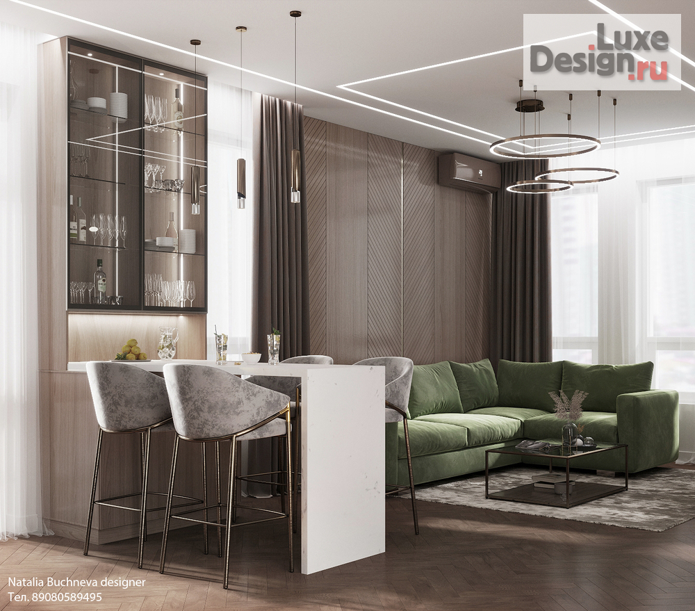 Дизайн интерьера трехкомнатной квартиры "Дизайн интерьера квартиры в ЖК Лесопарковый" (фото 2)