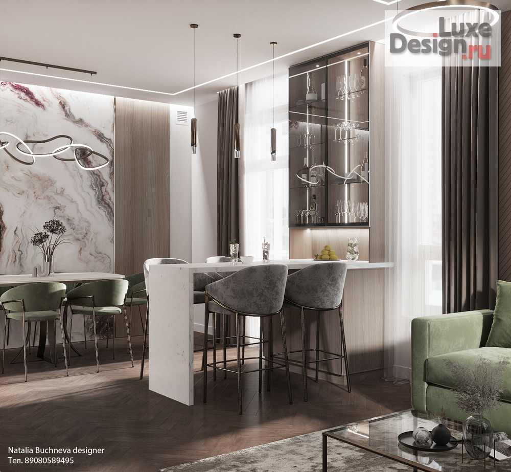 Дизайн интерьера трехкомнатной квартиры "Дизайн интерьера квартиры в ЖК Лесопарковый" (фото 3)