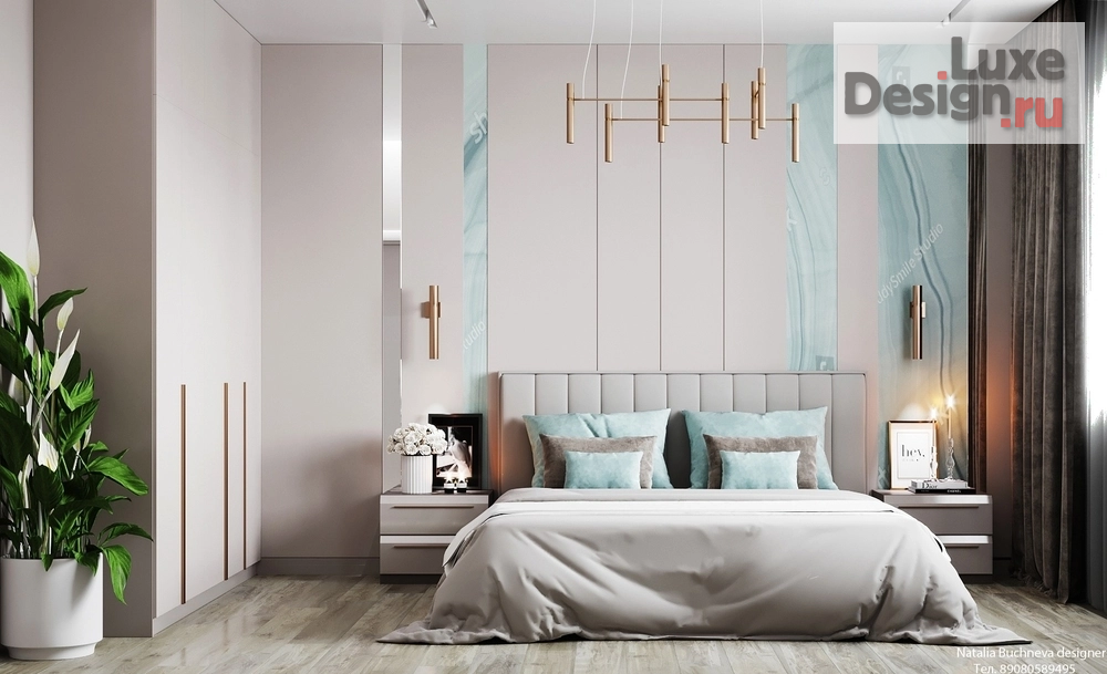 Дизайн интерьера спальни "Спальная комната в бирюзовых оттенках" (фото 2)