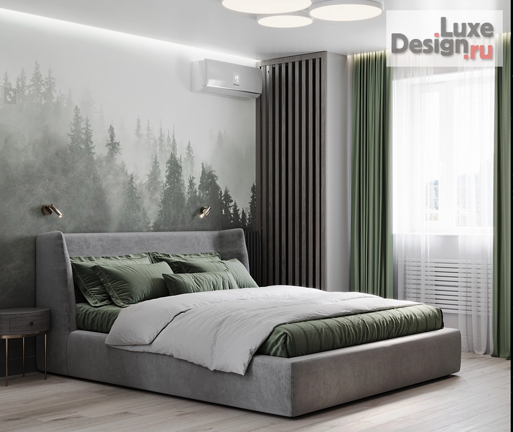 Дизайн интерьера трехкомнатной квартиры "Спальная комната "Лес в тумане"" (фото 2)