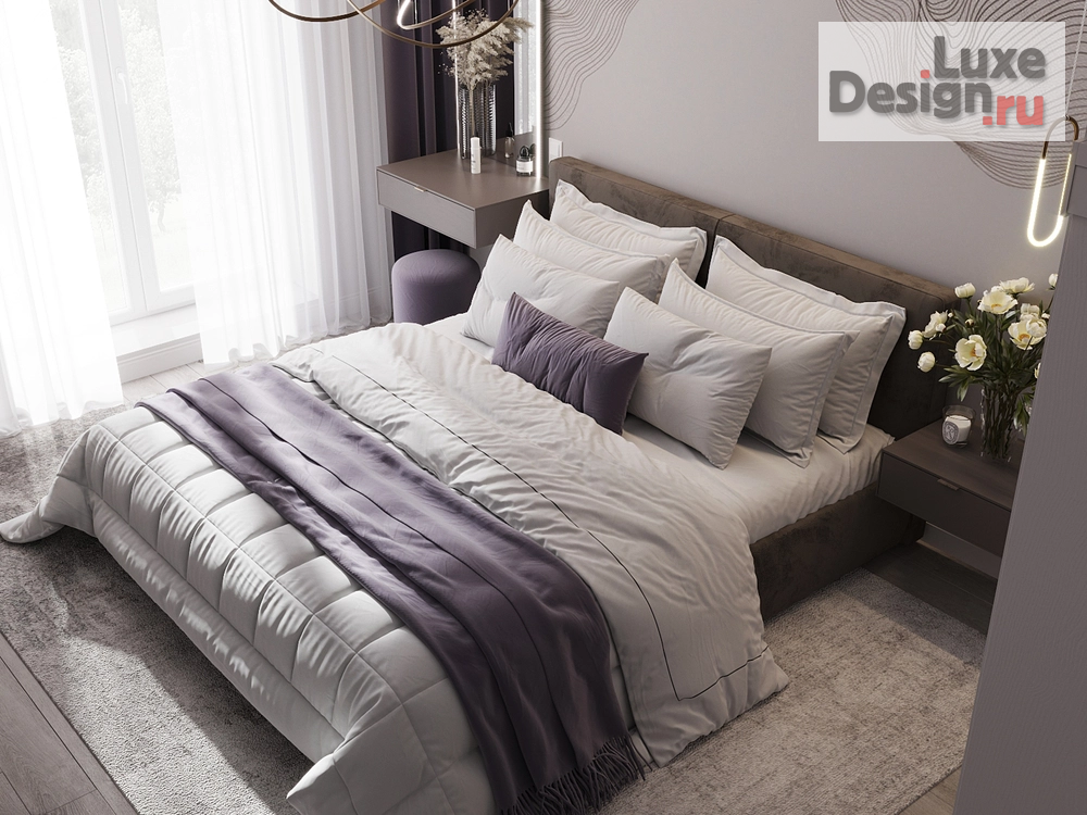 Дизайн интерьера квартиры студии "Спальная комната с росписью на стене" (фото 2)