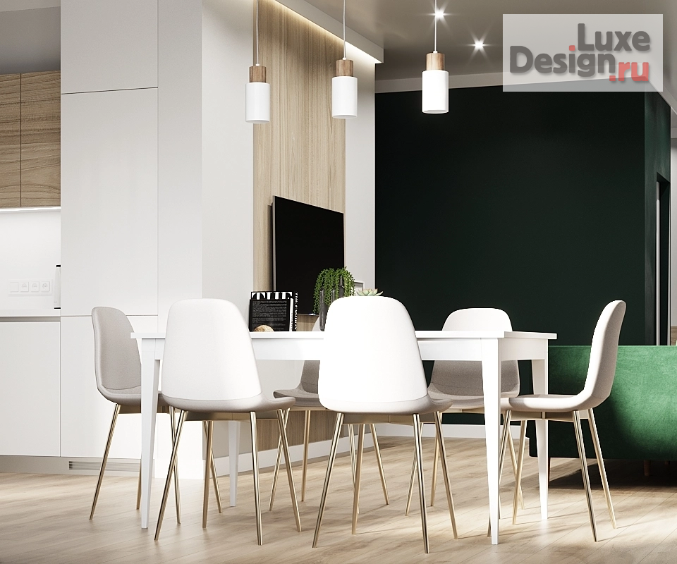 Дизайн интерьера четырехкомнатной квартиры "Скандинавский стиль в современной интерпретации. Кухня-гостиная" (фото 3)