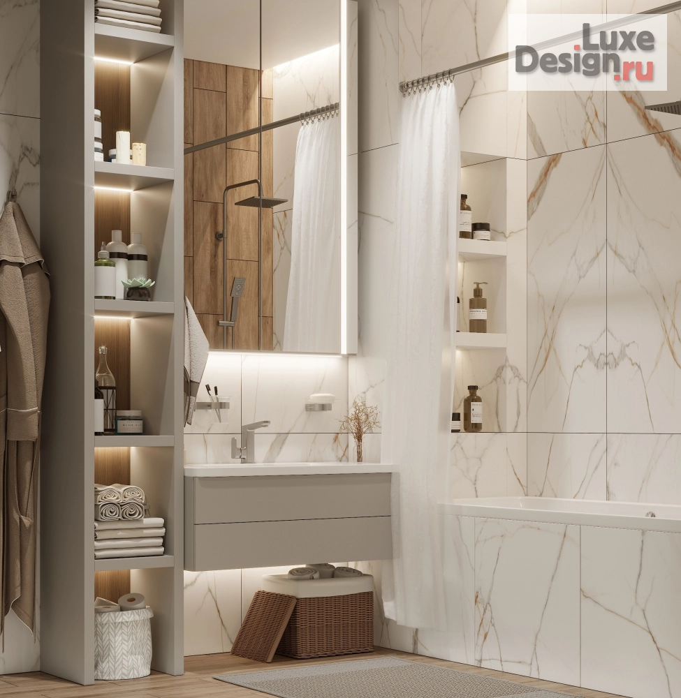 Дизайн интерьера трехкомнатной квартиры "Дизайн проект ванной комнаты" (фото 2)