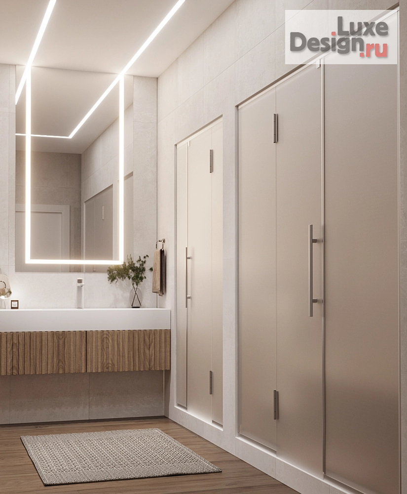 Дизайн интерьера ванной "Ванная комната "Дерево с мрамором"" (фото 3)