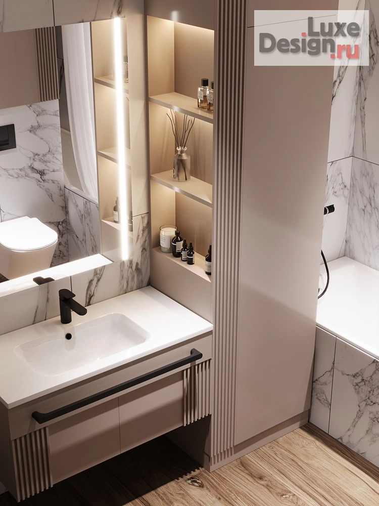 Дизайн интерьера двухкомнатной квартиры "Ванная комната в L-Town" (фото 1)