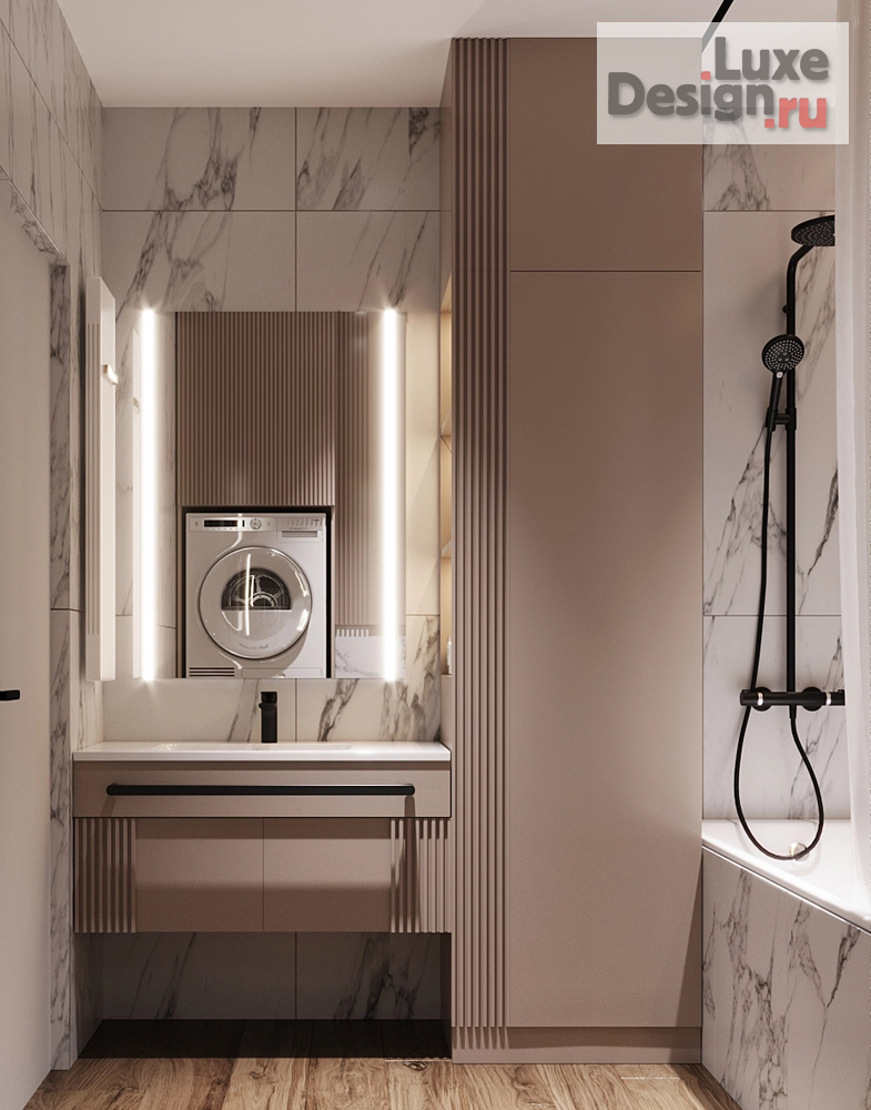 Дизайн интерьера двухкомнатной квартиры "Ванная комната в L-Town" (фото 4)