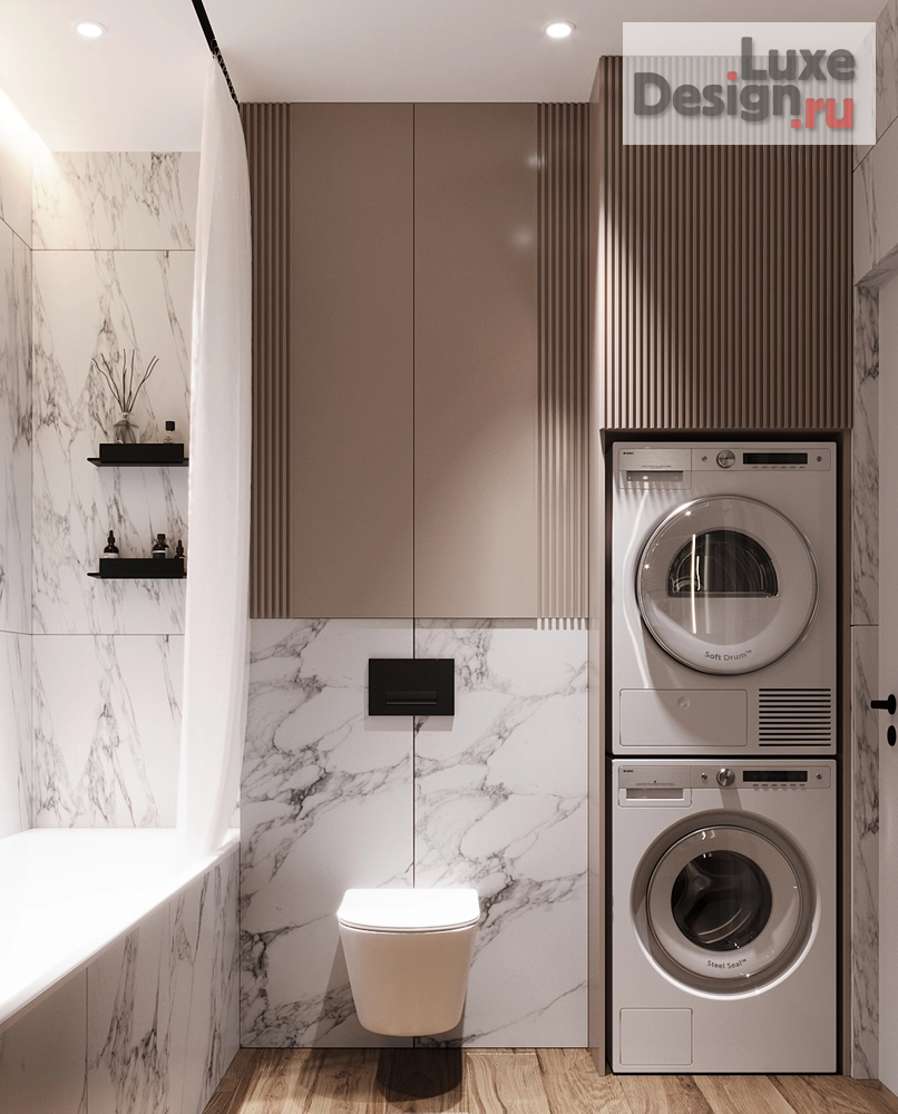 Дизайн интерьера двухкомнатной квартиры "Ванная комната в L-Town" (фото 2)