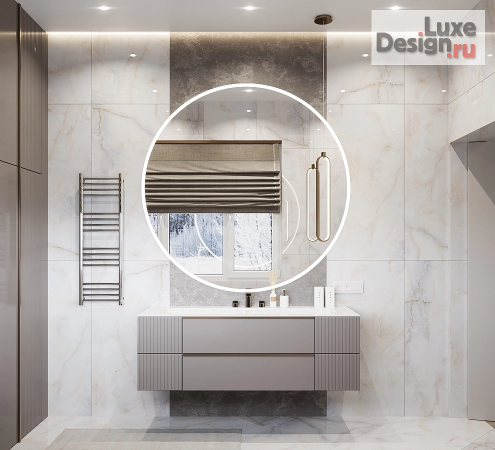 Дизайн интерьера загородного дома "Ванная комната из дизайн проекта в поселке "Европейский" " (фото 1)