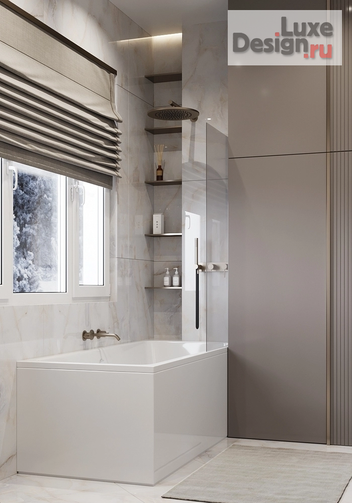 Дизайн интерьера загородного дома "Ванная комната из дизайн проекта в поселке "Европейский" " (фото 3)