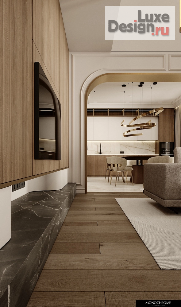 Дизайн интерьера частного дома "Кухня-гостиная с элементами классики в доме 218 кв.м." (фото 11)