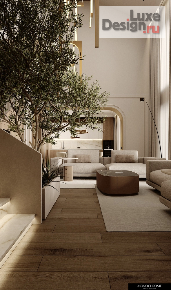 Дизайн интерьера частного дома "Кухня-гостиная с элементами классики в доме 218 кв.м." (фото 12)